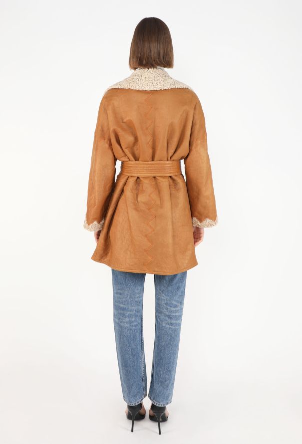Dior Vintage Belted Shearling Coat - 7