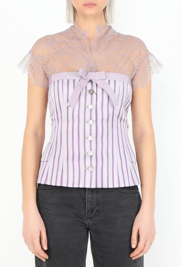 Alexander McQueen 2005 Striped Chantilly Blouse - 1