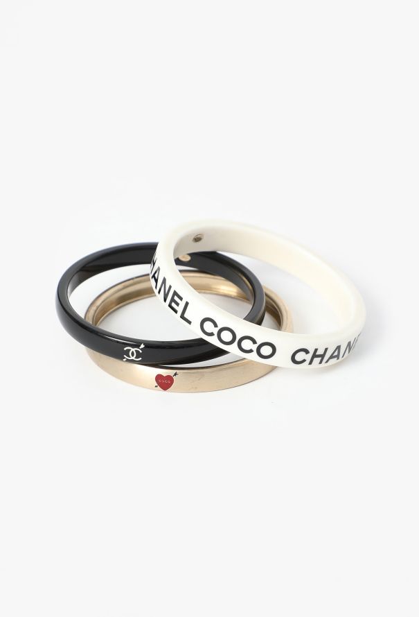 Chanel S/S 2007 Set of 3 Logo Bangles - 5
