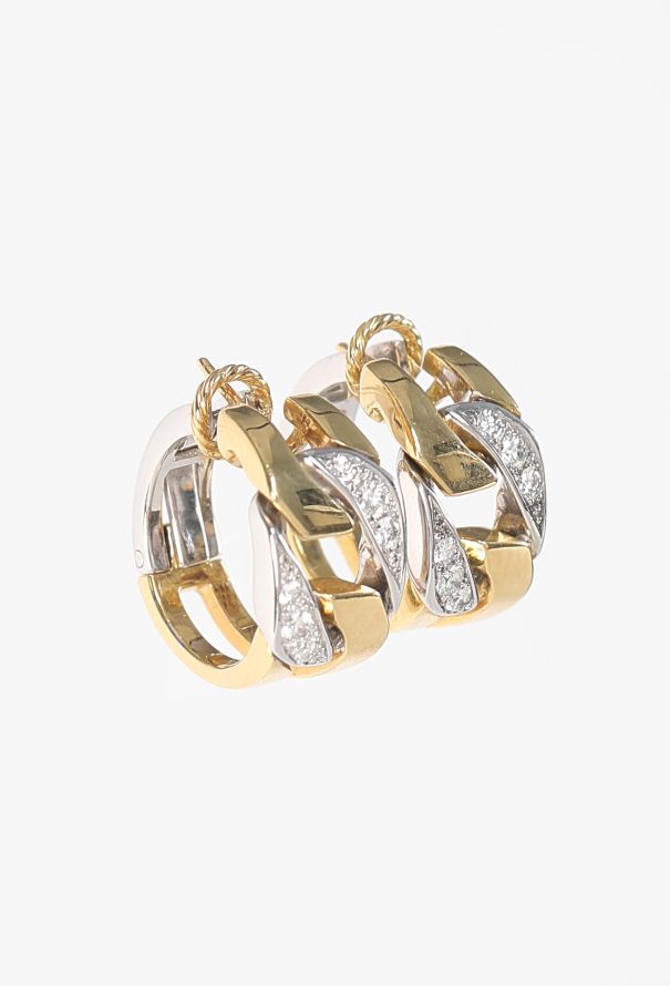 Boucheron 18K Gold & Diamond Gourmette Earrings, 1980s - 3