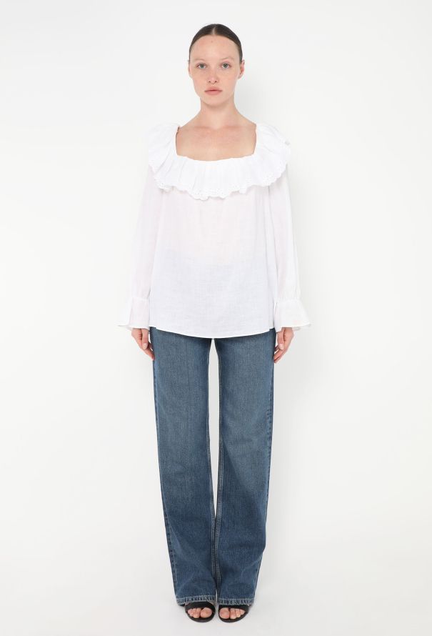 Céline S/S 2020 Ruffled Linen Blouse - 4 Céline S/S 2020 Ruffled Linen Blouse - 4
