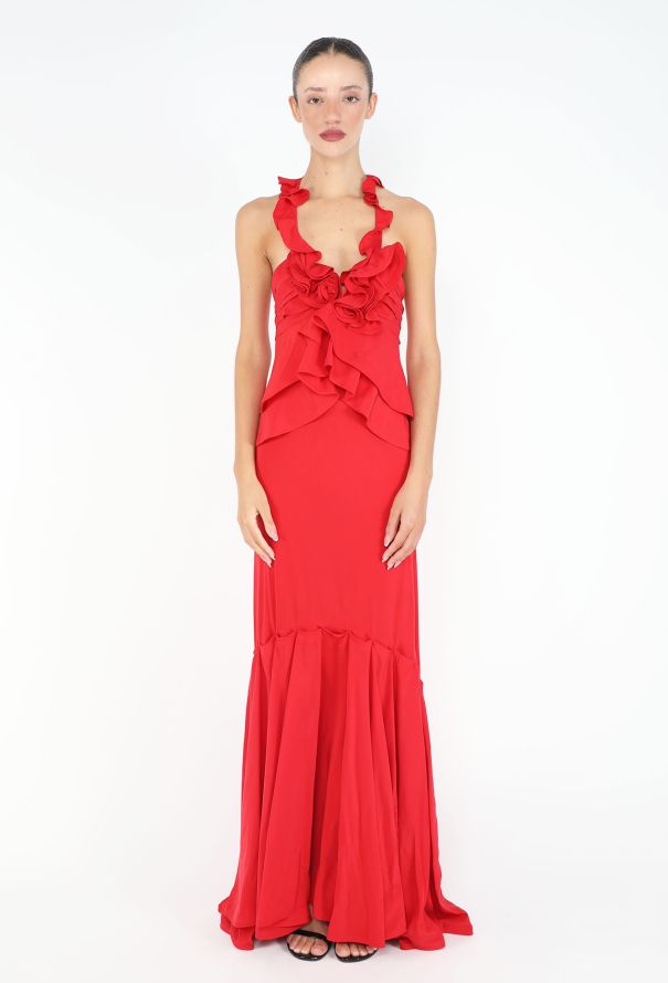 Saint Laurent STUNNING F/W 2003 Silk Rose Gown - 2