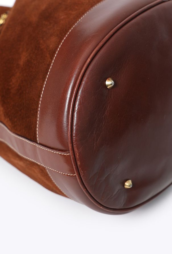 Céline Vintage Suede Triomphe Bucket Bag - 9