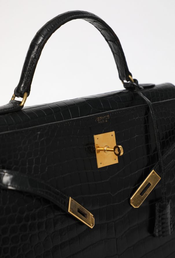 Hermès Black Porosus Kelly Sellier 32, 1964 - 10