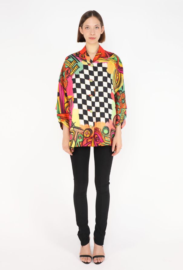 Gianni Versace Pop-Art Graphic Silk Blouse, S/S 1991 - 2