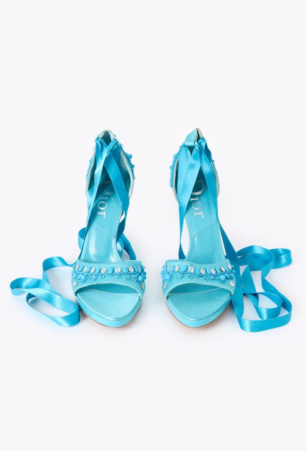 Dior Early 2000s Embellished Ribbon Sandals - 3 Dior Early 2000s Embellished Ribbon Sandals - 3