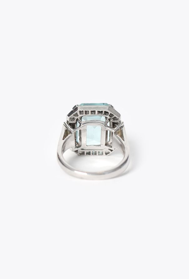 Vintage Fine Jewelry Exquisite 1930s Platinum & Aquamarine Ring - 7