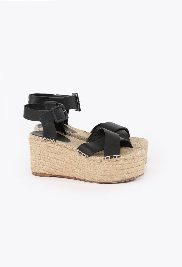 Céline Leather Espadrille Platforms - 3