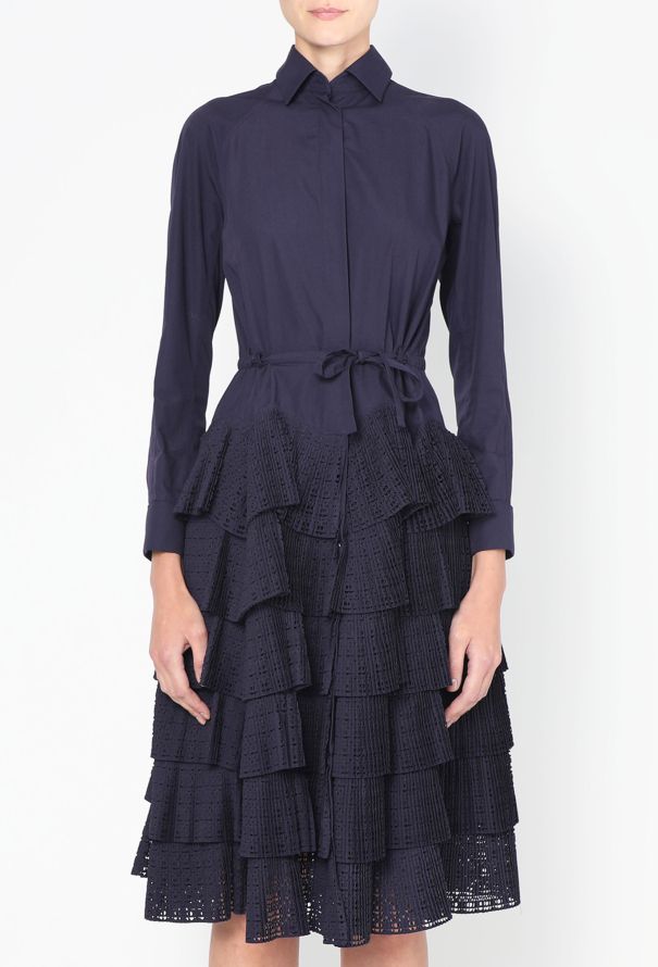 Alaïa Laser-Cut Ruffled Poplin Dress - 2 Alaïa Laser-Cut Ruffled Poplin Dress - 2