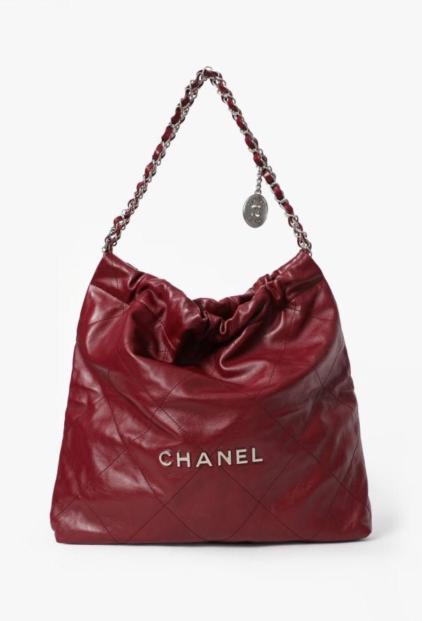 Chanel Burgundy 22 Large Quilted Hobo Bag - 1