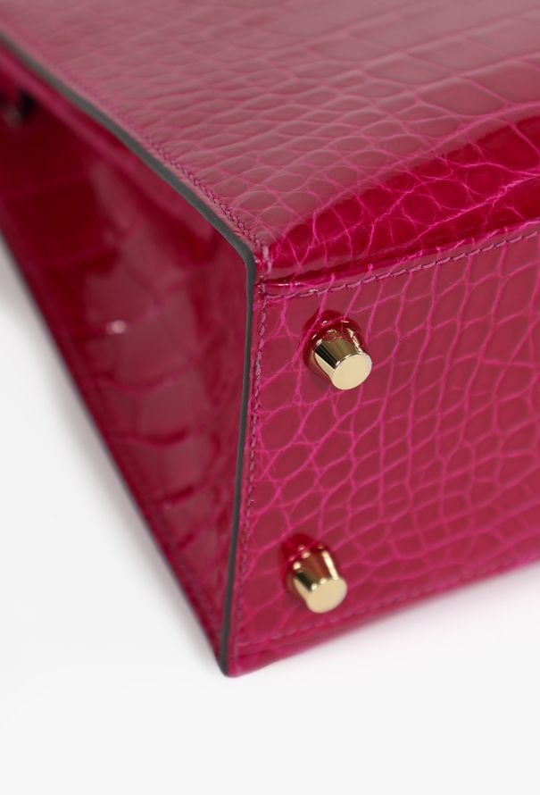 Hermès Exceptional Rose Pourprè Alligator Kelly Sellier 25 - 10