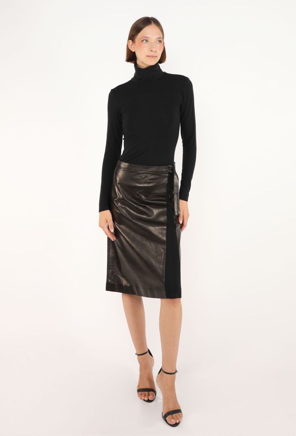 Gucci Belted Leather Skirt, Late 1990s - 3