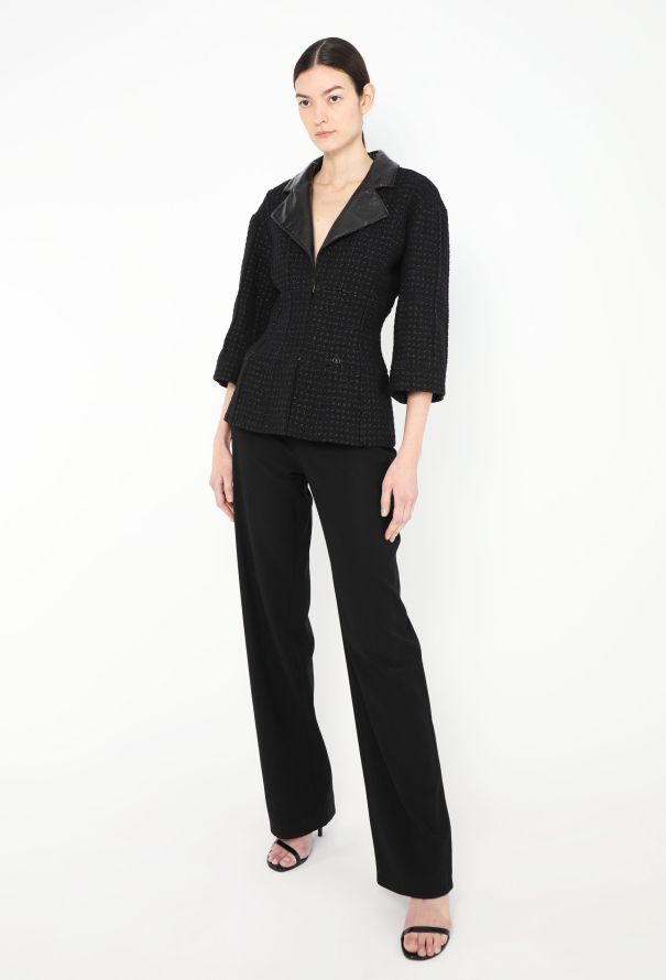 Chanel F/W 2014 Tweed Leather Trim Jacket - 4