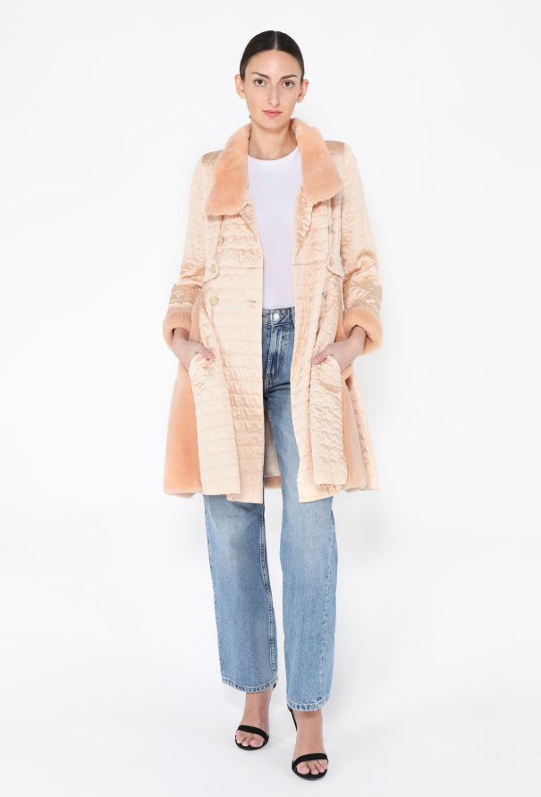 Chanel RARE F/W 2001 Fur Trim Silk Peacoat - 5