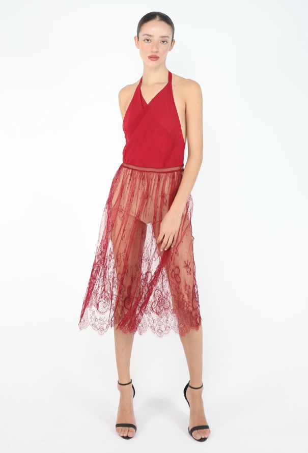Chloé Rare S/S 1997 Chantilly Lace Halter Dress - 1