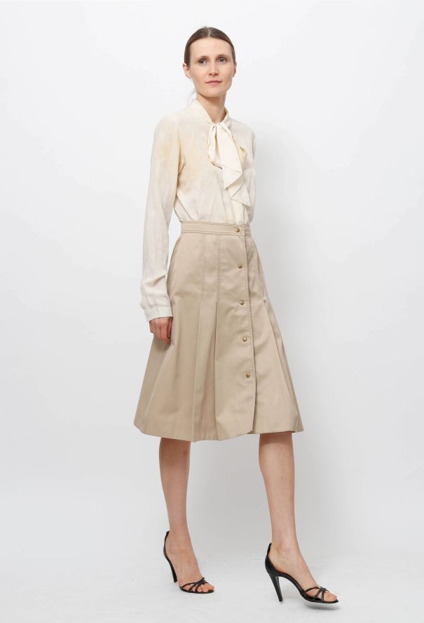 Louis Vuitton Tiered Snap Button Leather Skirt