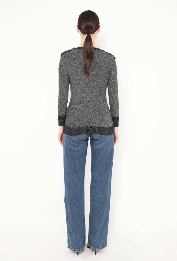 Chanel Lamé 'CC' Epaulette Sweater - 3
