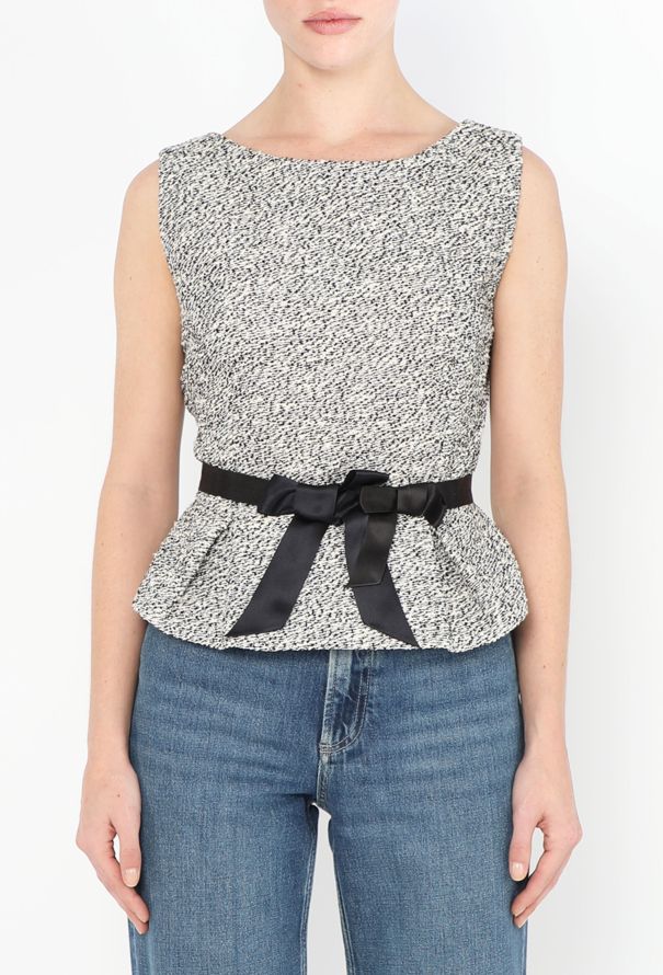 Dior Bouclé Peplum Bow Top - 1