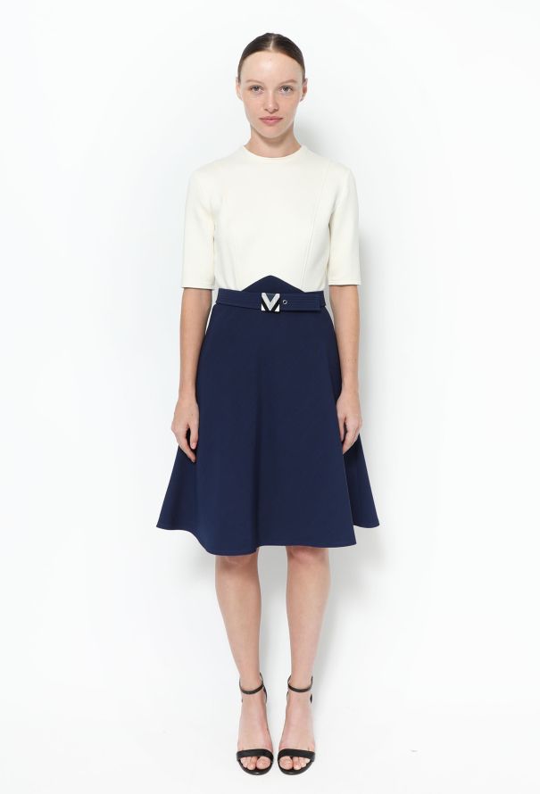Louis Vuitton Belted Chevron Skater Dress - 1