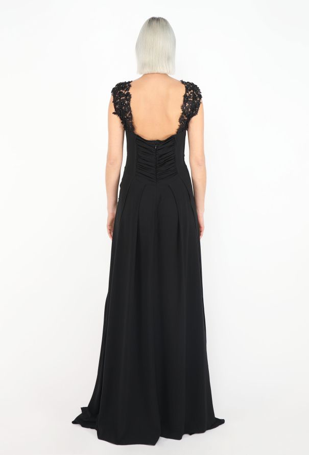 Nina Ricci Lace Trim Open-Back Gown - 3