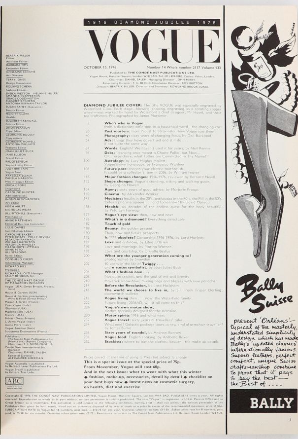 VOGUE UK October 1976 Diamond Jubilee Issue - 3 VOGUE UK October 1976 Diamond Jubilee Issue - 3