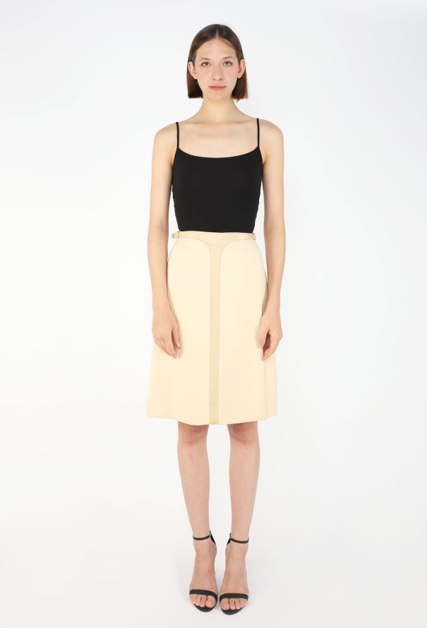 Hermès '70s Leather Trim Wrap Skirt - 1