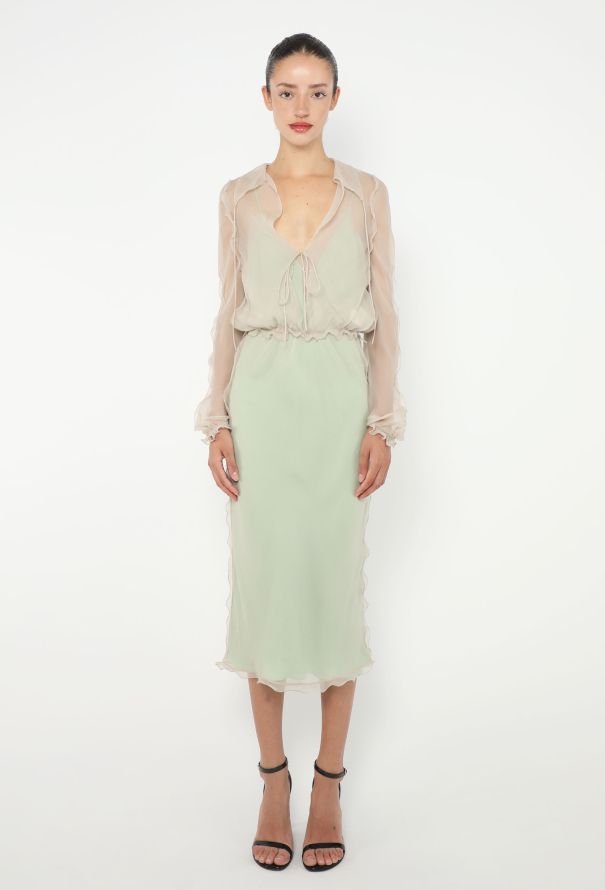 Fendi F/W 2022 Scalloped Chiffon Dress - 1