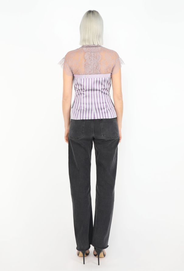 Alexander McQueen 2005 Striped Chantilly Blouse - 4