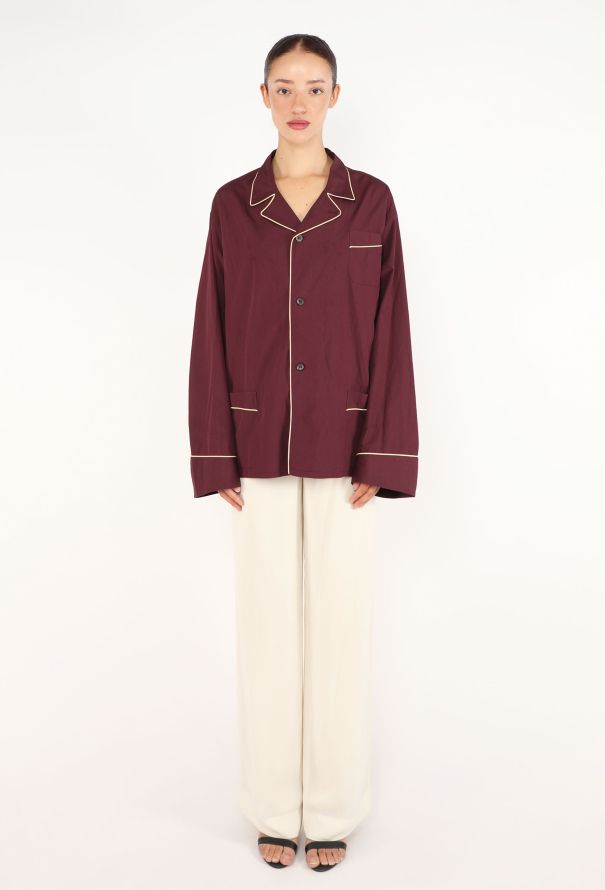 Prada Piped Cotton Pyjama Top, F/W 2025 - 4