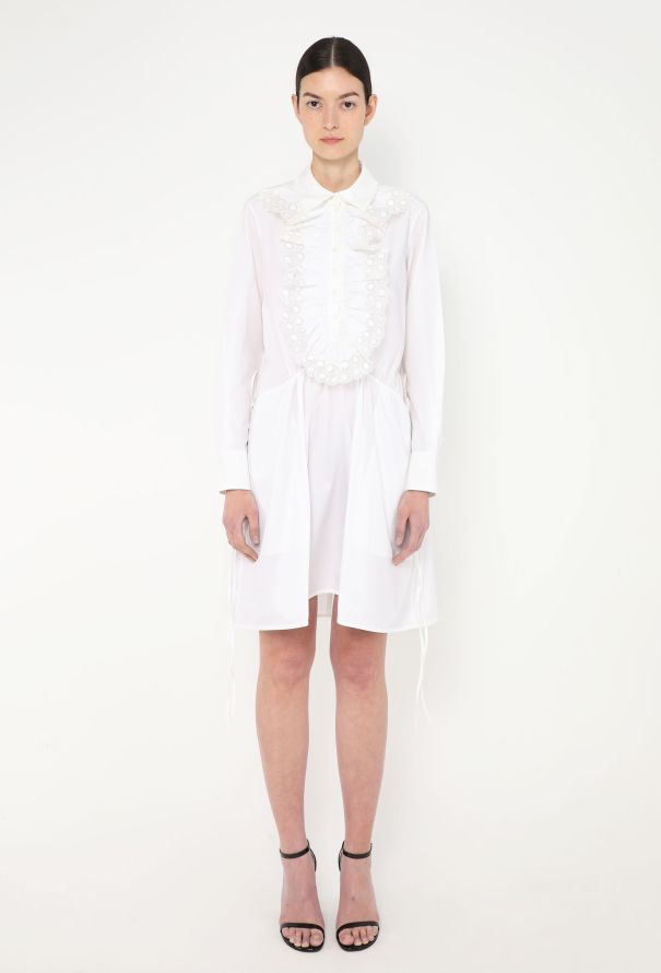 Chloé Ruffled Poplin Lace Shirt Dress - 3 Chloé Ruffled Poplin Lace Shirt Dress - 3