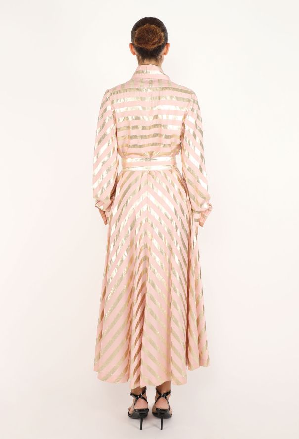 Jean Varon Chevron Lamé Dress, 1970s - 4