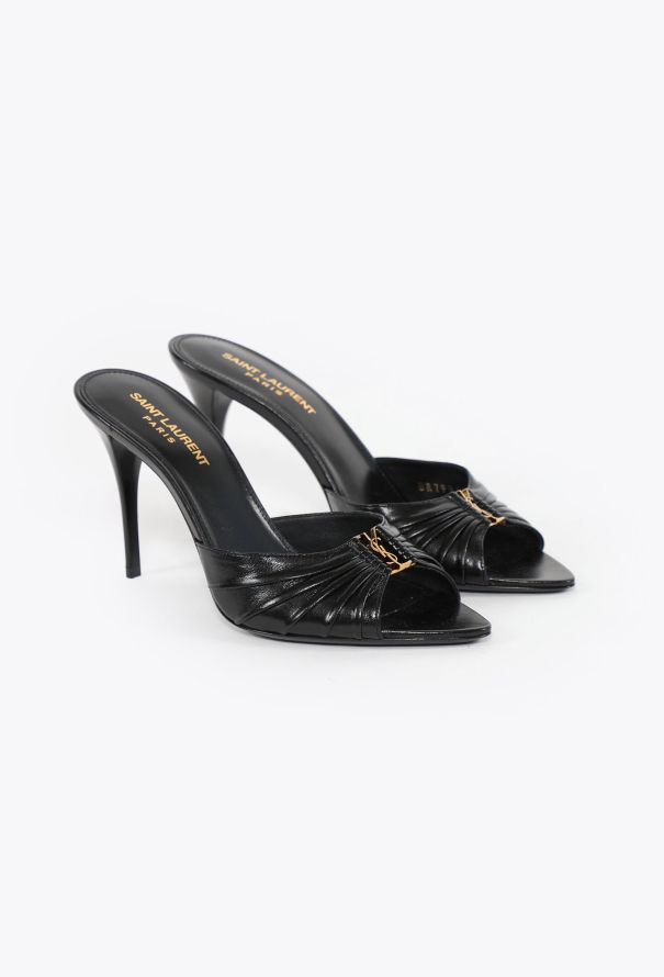 Saint Laurent 2025 Babylone Ruched Leather Mules - 3