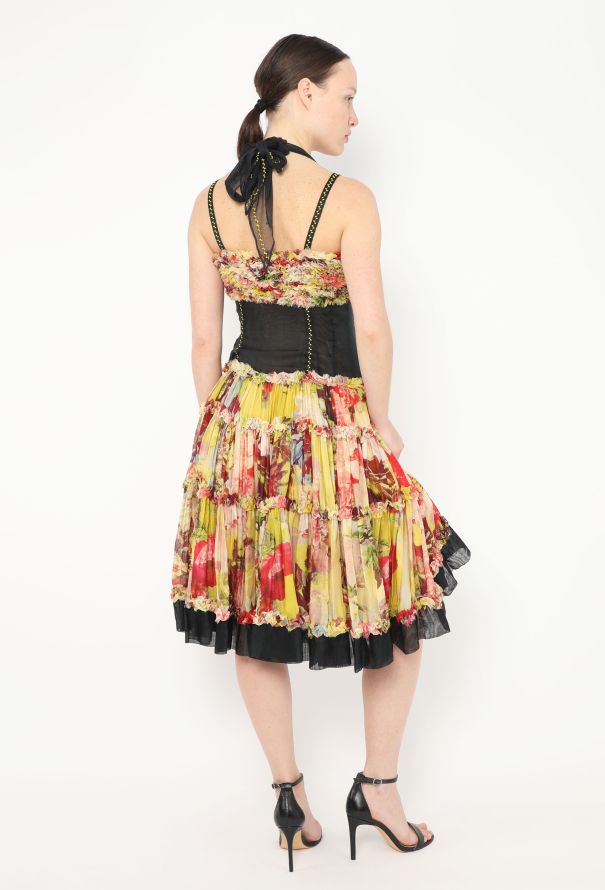 Jean Paul Gaultier S/S 2006 Ruffled Floral Silk Dress - 5