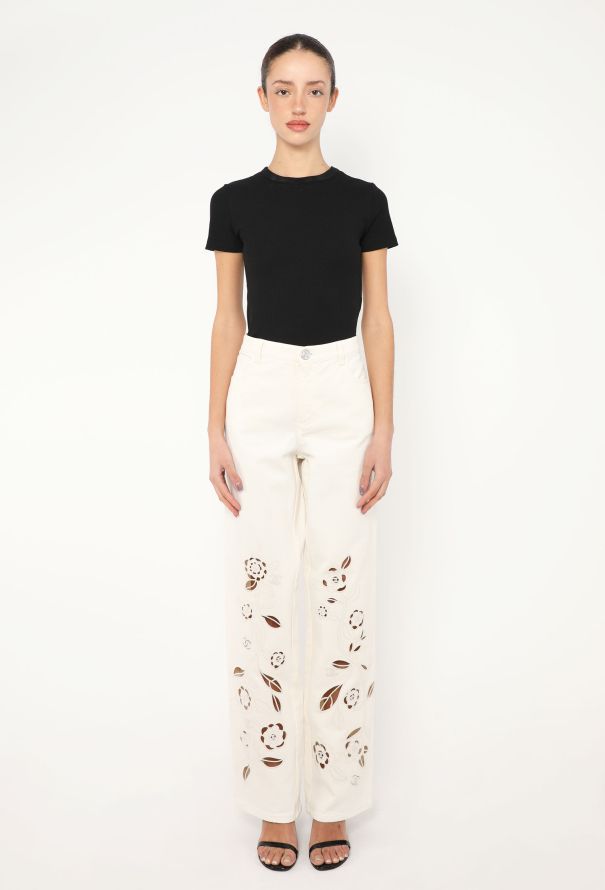 Chanel 2024 Floral Cut-Out 'CC' Jeans - 3 Chanel 2024 Floral Cut-Out 'CC' Jeans - 3