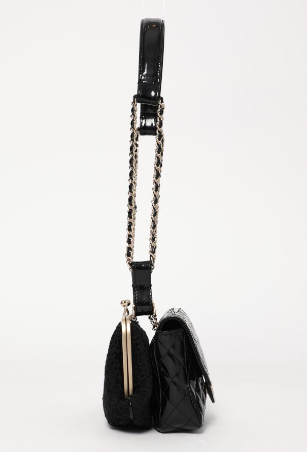 Chanel S/S 2010 Patent & Lace Mini Double Bag - 4