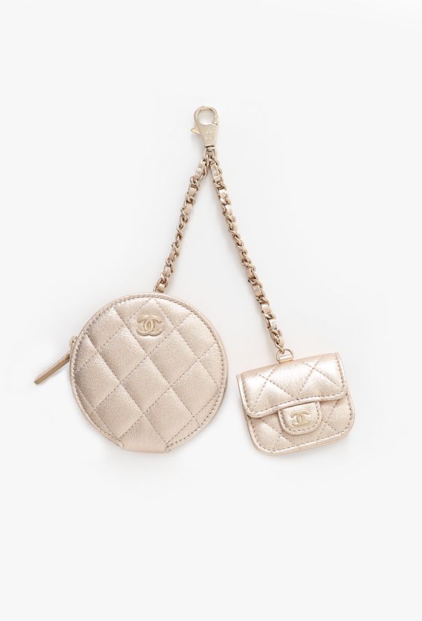 Chanel 2024 Metallic Quilted Coin & Airpods Case - 1