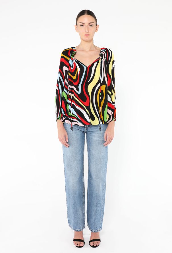 Emilio Pucci Abstract Marmo Silk Blouse - 3