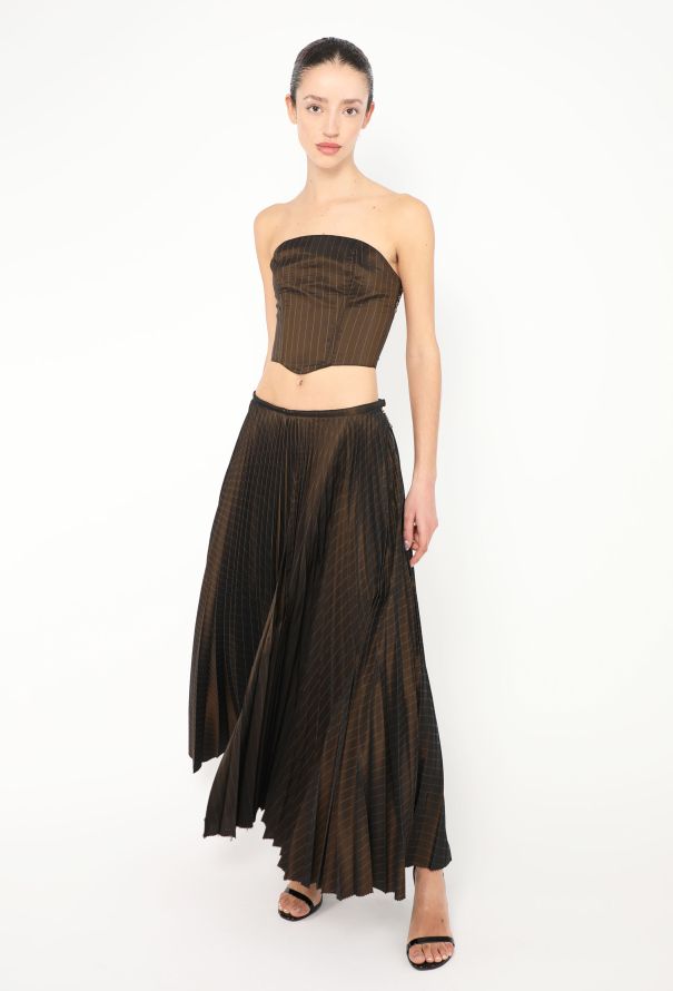 Jean Paul Gaultier '90s Pinstripe Pleated Corset Ensemble - 1