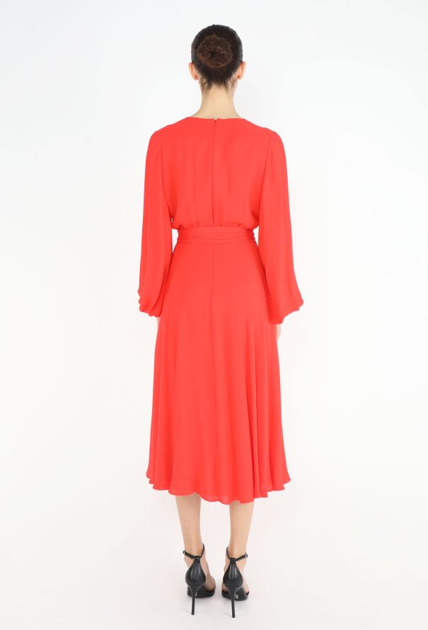 Valentino Classic Belted Silk A-Line Dress - 5