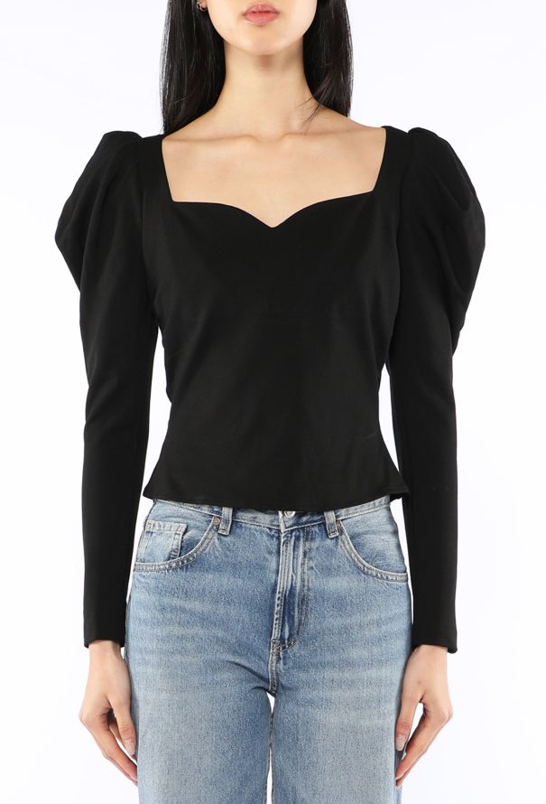 Alexander McQueen Puff-Sleeve Sweetheart Top, 2020 - 1