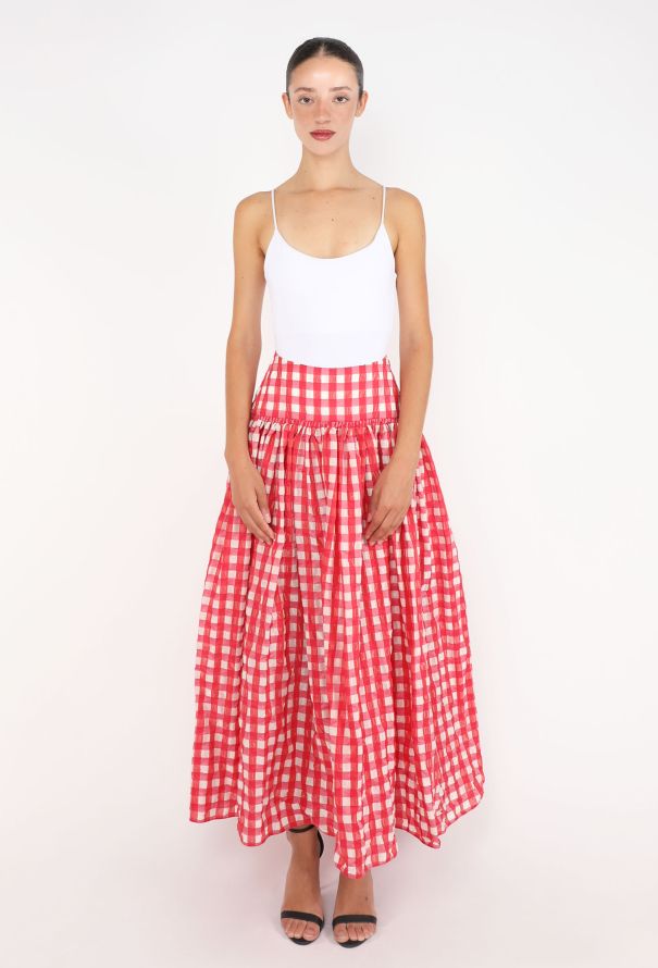 Alaïa Gingham Flared Maxi Skirt, 2023 - 2