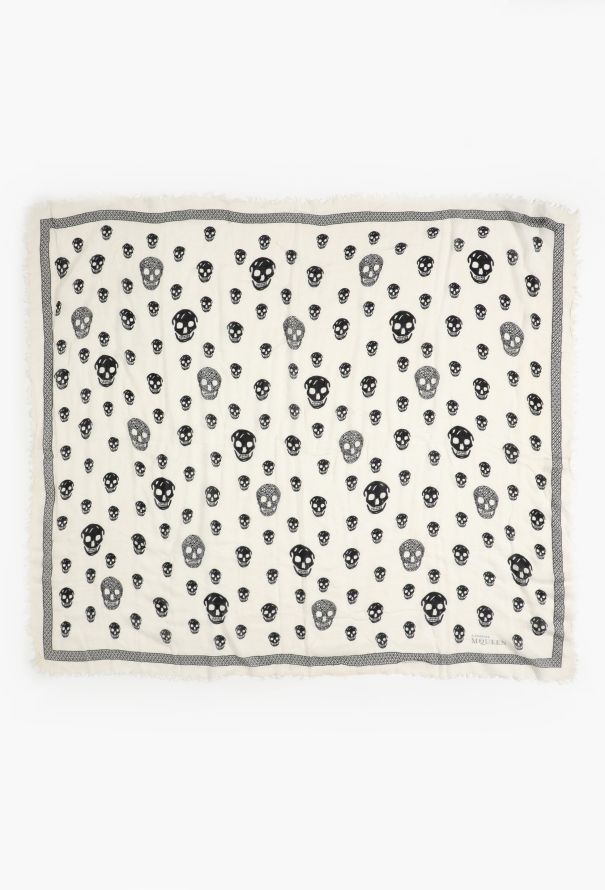 Alexander McQueen Bicolor Skull Print Scarf - 4