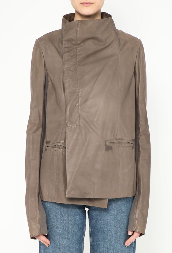 Rick Owens Asymmetrical Calfskin Jacket - 2