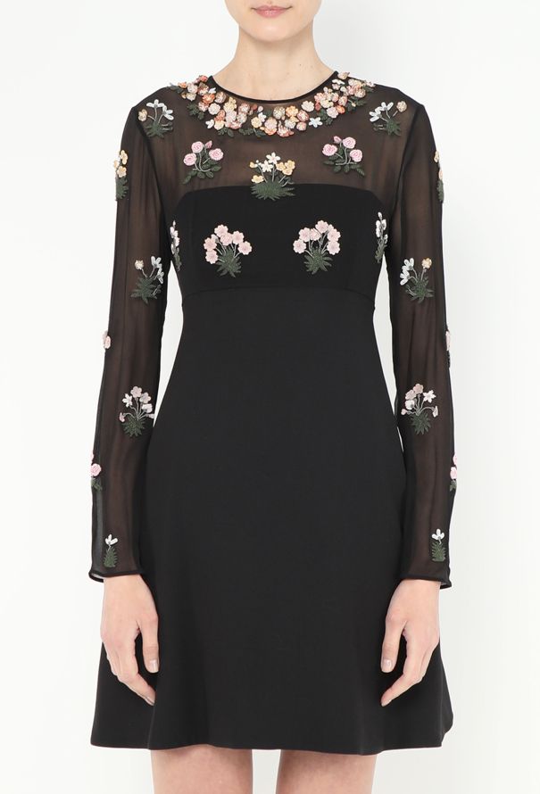 Valentino Floral Beaded A-Line Dress - 2 Valentino Floral Beaded A-Line Dress - 2