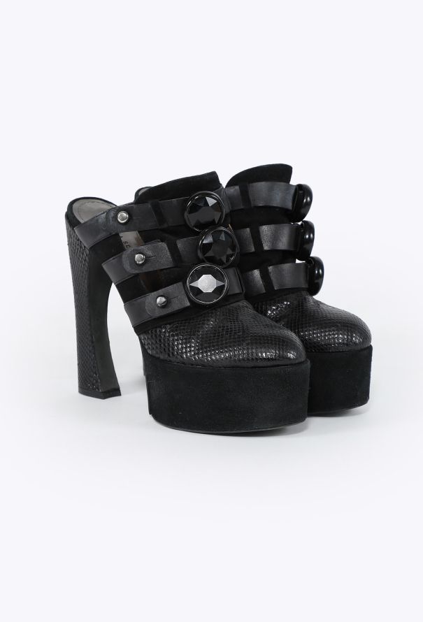 Proenza Schouler F/W 2010 Embossed Platform Mules - 4
