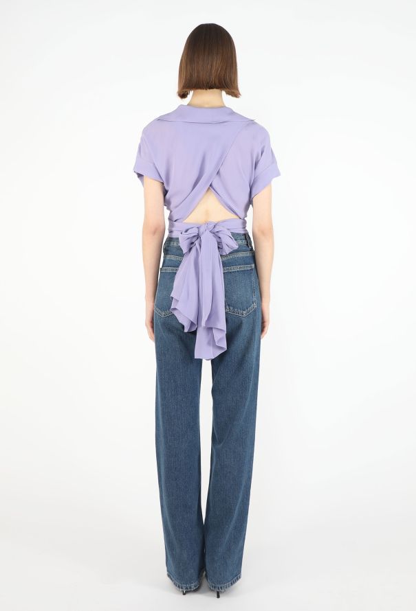 Hermès Chiffon Open-Back Tie Blouse - 5