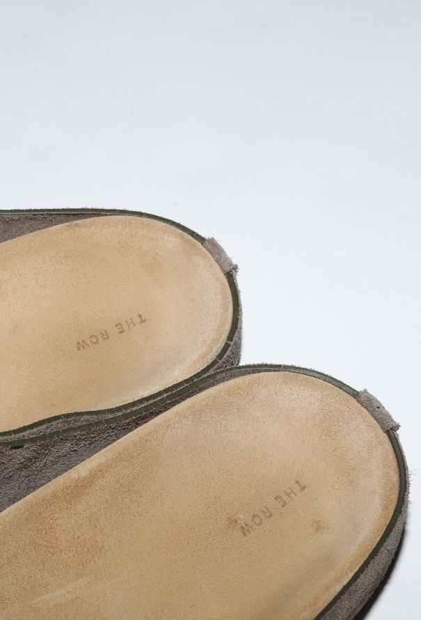 The Row Taupe Suede Hugo Mules - 7