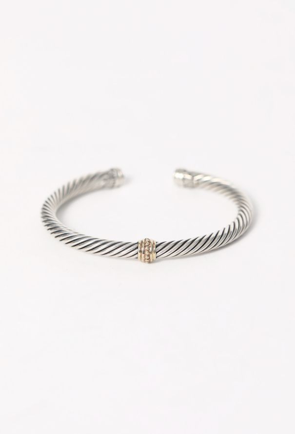 David Yurman 14K Yellow Gold & Classic Cable Sterling Bracelet - 1
