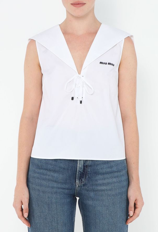 Miu Miu 2024 Poplin Sailor Top - 2