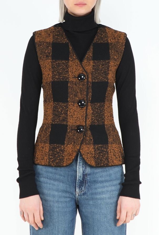 Odicini '90s Plaid Velvet Vest - 1